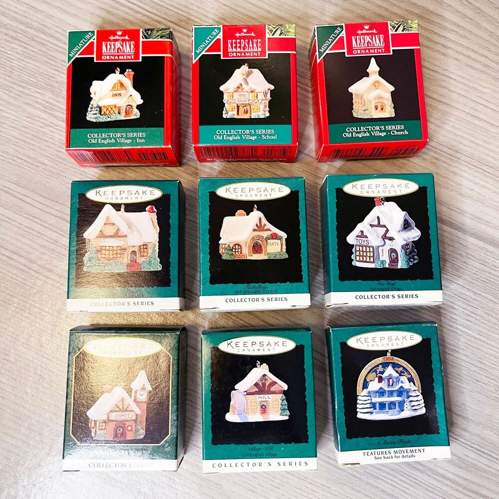 Hallmark Keepsake Old English Village Ornament Lot 1990-1997 Miniature 9 Pc